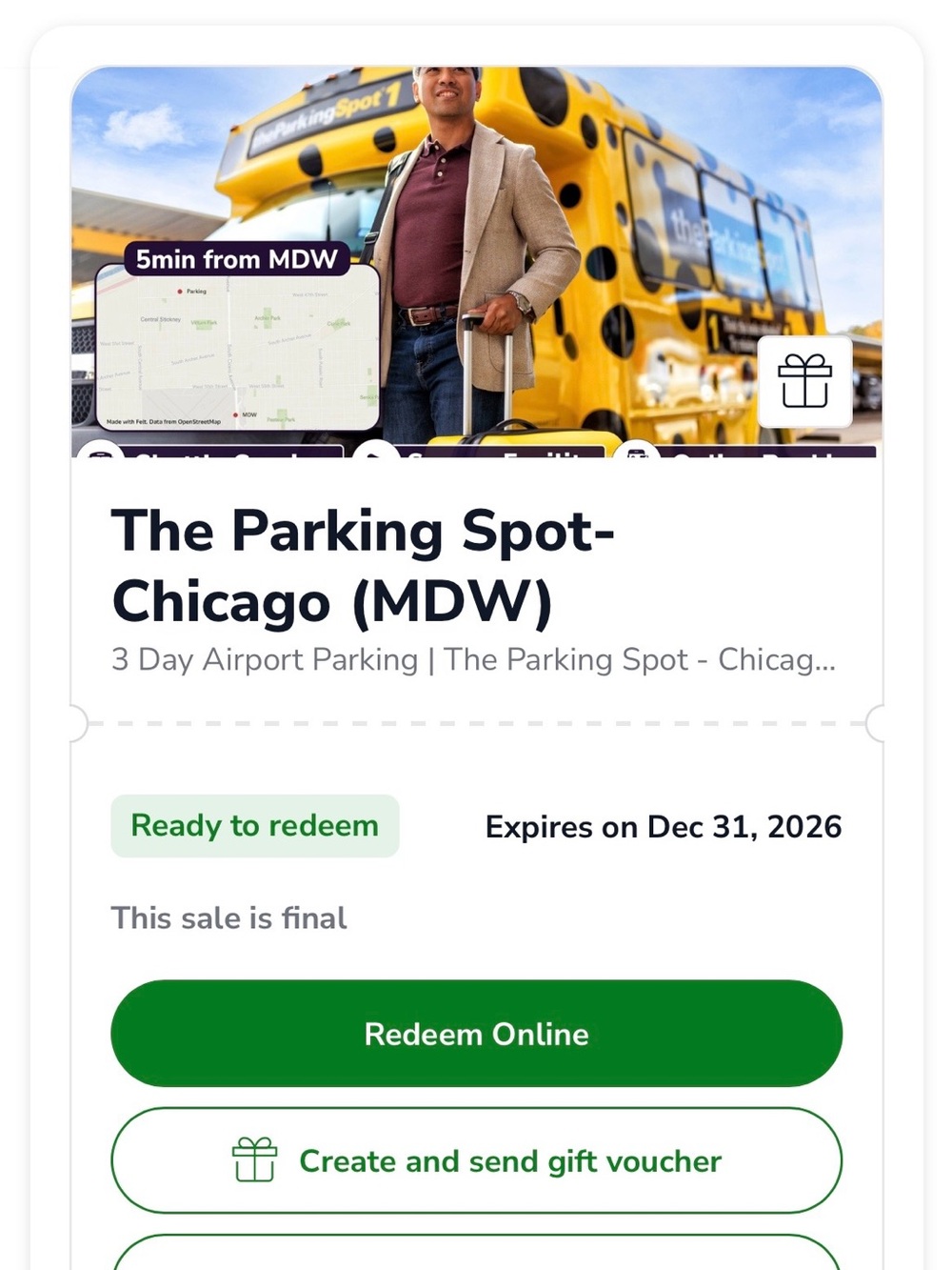 Chicago (MDW) - Yellow Shuttle Service Parking Pass